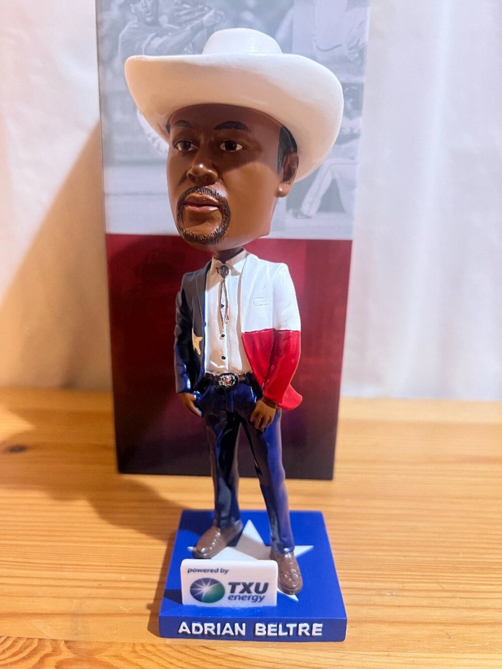 Texas Rangers Adrian Beltre Bobblehead Cowboy Hat TXU Energy Used Good Condition